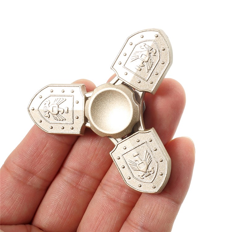 Shield Pattern Triangle Spinner Fidget EDC Toy Stress Reducer Relieve Anxiety - Gold-7