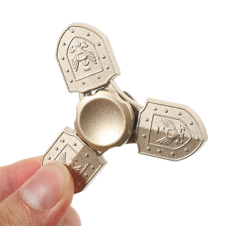 Shield Pattern Triangle Spinner Fidget EDC Toy Stress Reducer Relieve Anxiety - Gold-9