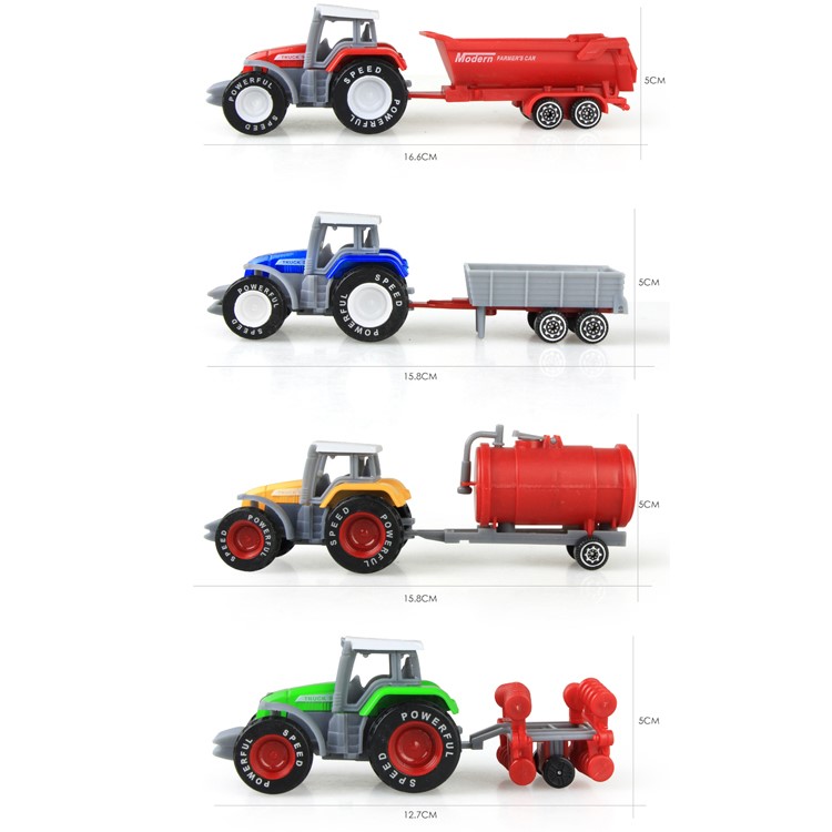 4PCS/Set Alloy Engineering Car Tractor Toy Model Farm Vehicle Belt Boy Toy Car Model-1