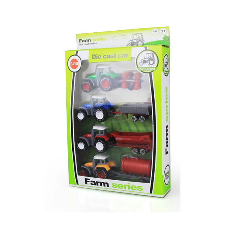 4PCS/Set Alloy Engineering Car Tractor Toy Model Farm Vehicle Belt Boy Toy Car Model-10