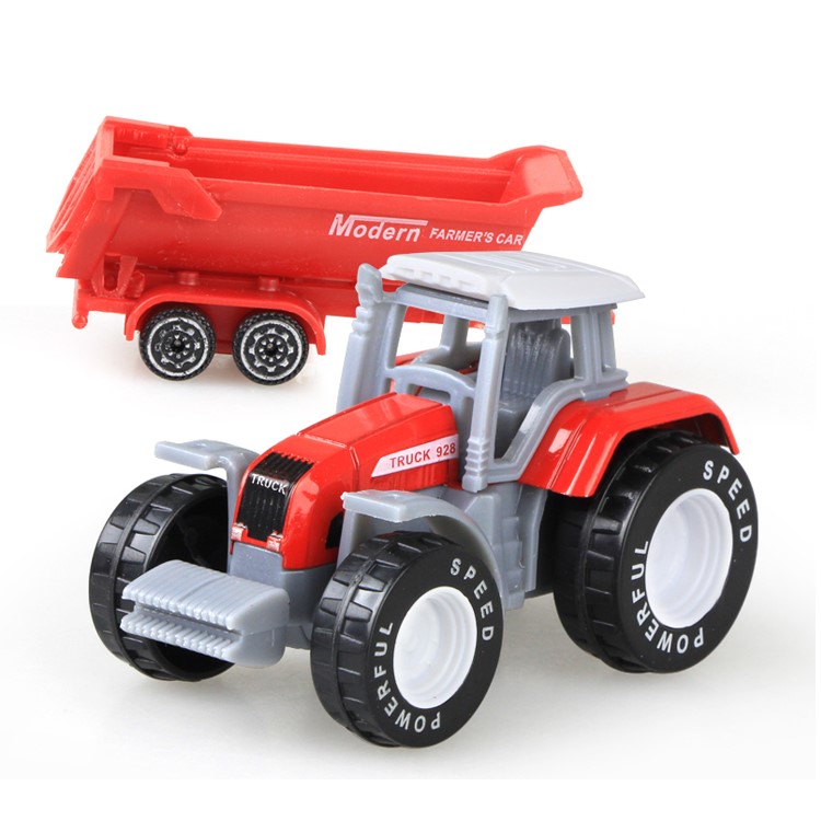 4PCS/Set Alloy Engineering Car Tractor Toy Model Farm Vehicle Belt Boy Toy Car Model-8