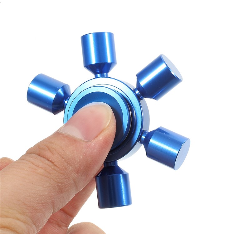 EDC Focus Toy Metal Hexagon Fingertip Gyroscope Hand Spinner Fidget - Blue-10