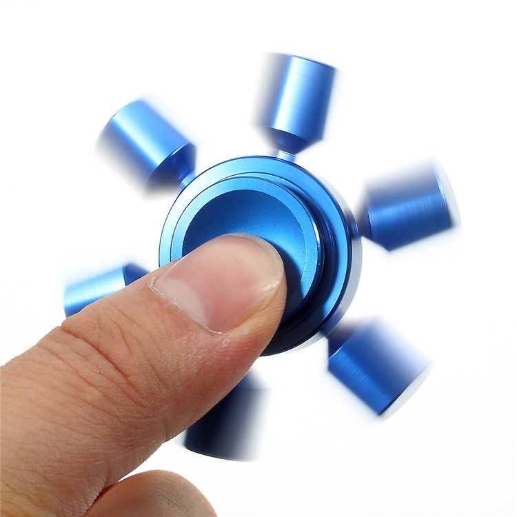 EDC Focus Toy Metal Hexagon Fingertip Gyroscope Hand Spinner Fidget - Blue-12