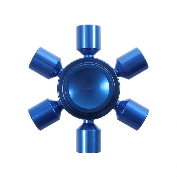 EDC Focus Toy Metal Hexagon Fingertip Gyroscope Hand Spinner Fidget - Blue-5