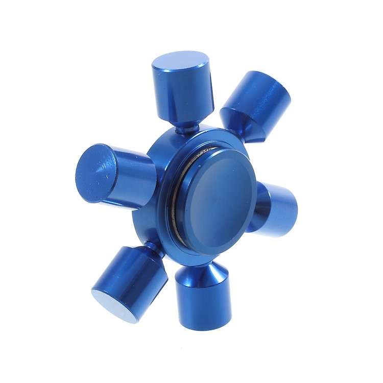 EDC Focus Toy Metal Hexagon Fingertip Gyroscope Hand Spinner Fidget - Blue-7