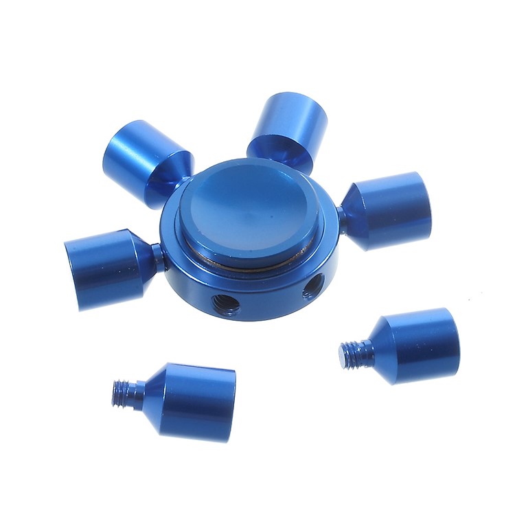 EDC Focus Toy Metal Hexagon Fingertip Gyroscope Hand Spinner Fidget - Blue-8