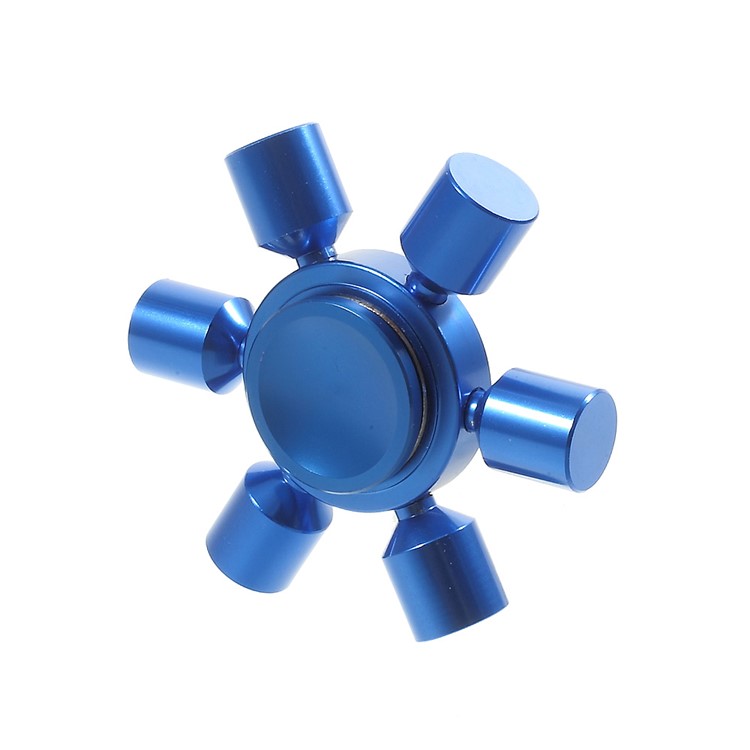 EDC Focus Toy Metal Hexagon Fingertip Gyroscope Hand Spinner Fidget - Blue-9
