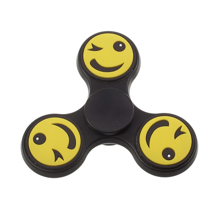 Emoji Pattern Blinking Tri-Spinner Fidget Hand Spinner Toy High Speed Bearing - Black-1