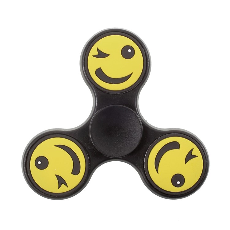 Emoji Pattern Blinking Tri-Spinner Fidget Hand Spinner Toy High Speed Bearing - Black-2