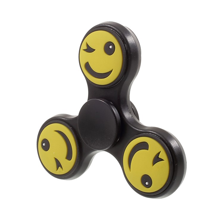 Emoji Pattern Blinking Tri-Spinner Fidget Hand Spinner Toy High Speed Bearing - Black-3