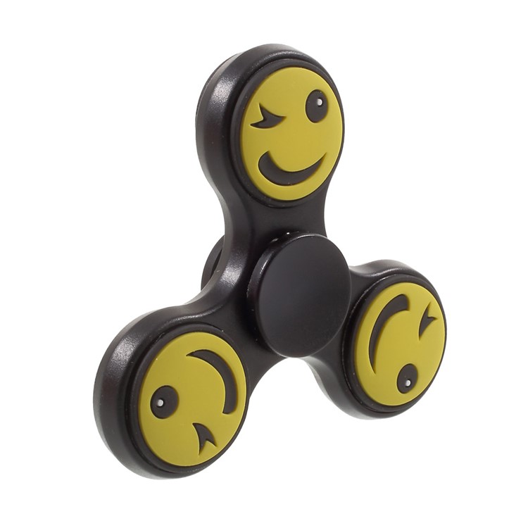 Emoji Pattern Blinking Tri-Spinner Fidget Hand Spinner Toy High Speed Bearing - Black-4