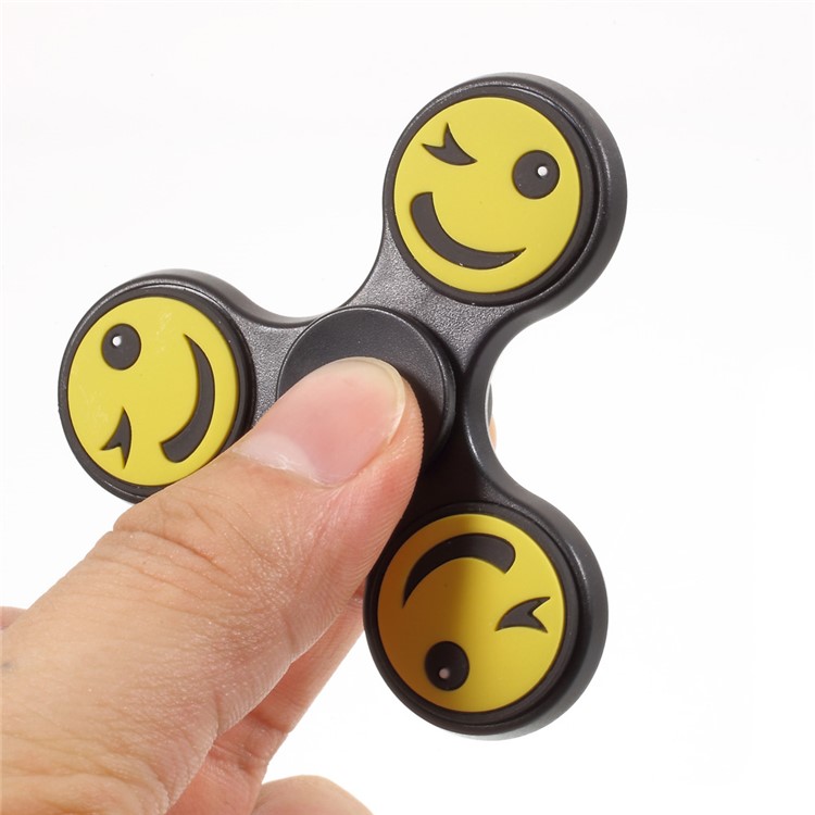 Emoji Pattern Blinking Tri-Spinner Fidget Hand Spinner Toy High Speed Bearing - Black-5