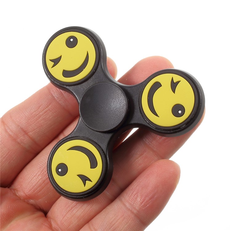 Emoji Pattern Blinking Tri-Spinner Fidget Hand Spinner Toy High Speed Bearing - Black-6