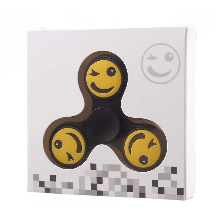Emoji Pattern Blinking Tri-Spinner Fidget Hand Spinner Toy High Speed Bearing - Black-7