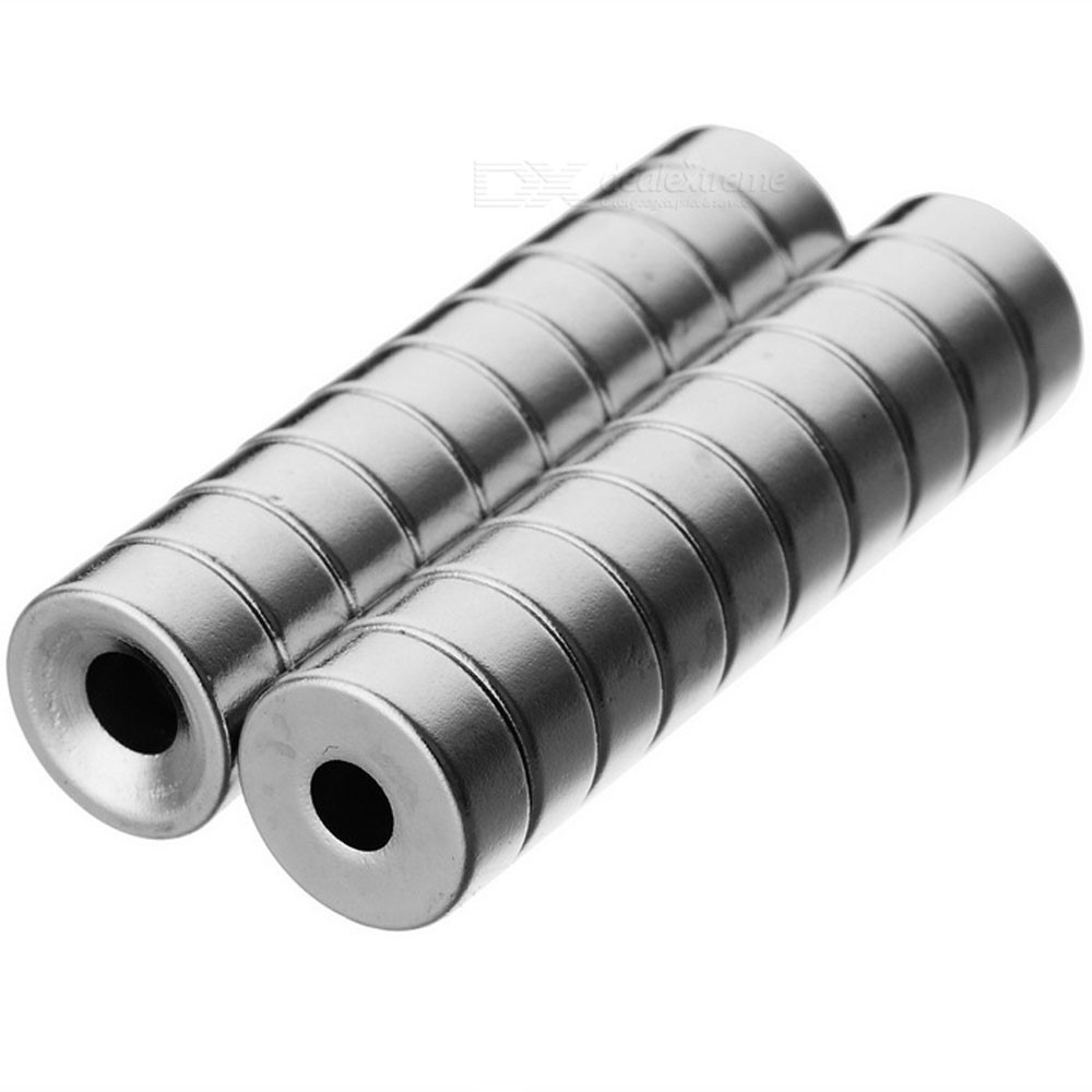 20Pcs/Set Round Hole Neodymium Magnet 12x3mm NdFeB Rare Earth Magnets - Silver Color-2