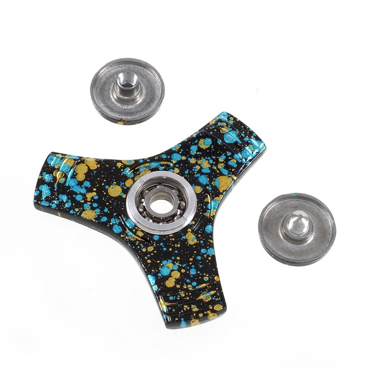 Colorized Kirsite Tri Fidget Hand Spinner Fidget EDC Focus Toy for Kids and Adults - Black-9