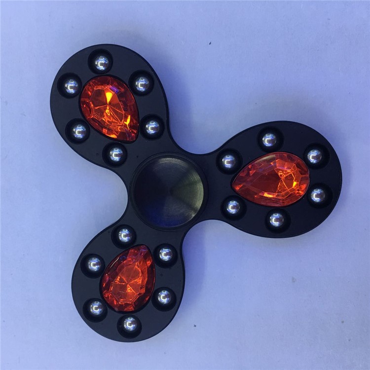 18 Metal Balls Crystal Triangle Spinner Fidget Hand Toy ADHD Focus Toy - Black-1
