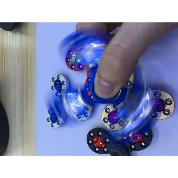 18 Metal Balls Crystal Triangle Spinner Fidget Hand Toy ADHD Focus Toy - Black-2