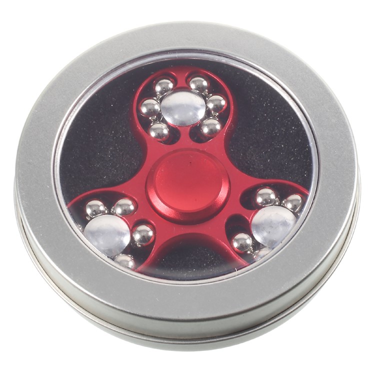 18 Balls Tri-Spinner Fidget Metal Spinner Finger Hand Toy Relieves ADHD Anxiety Autism Boredom - Red-11