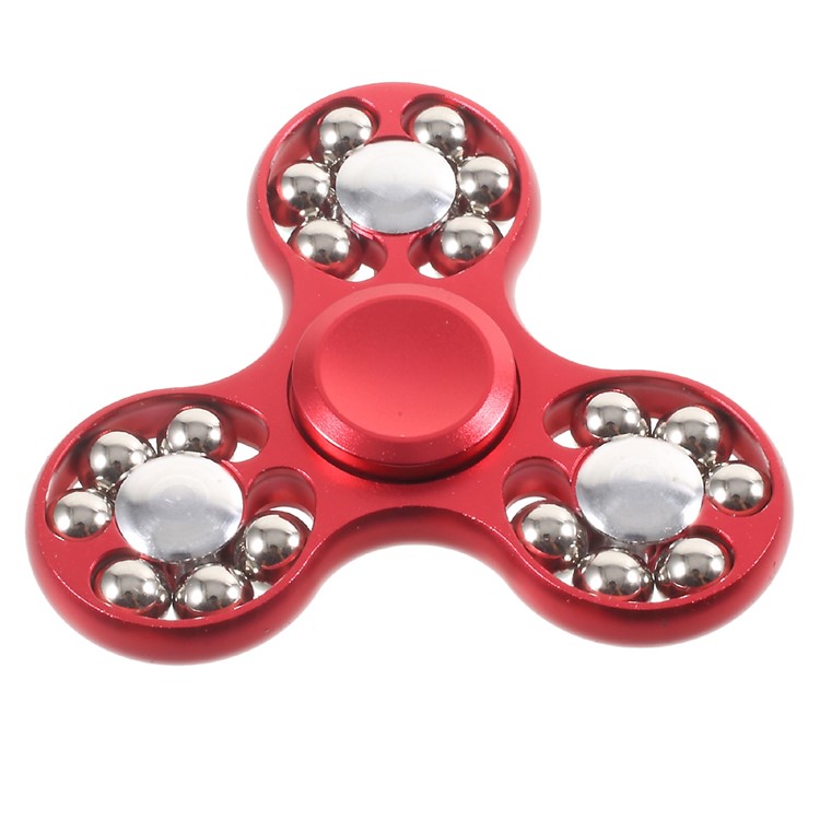 18 Balls Tri-Spinner Fidget Metal Spinner Finger Hand Toy Relieves ADHD Anxiety Autism Boredom - Red-2