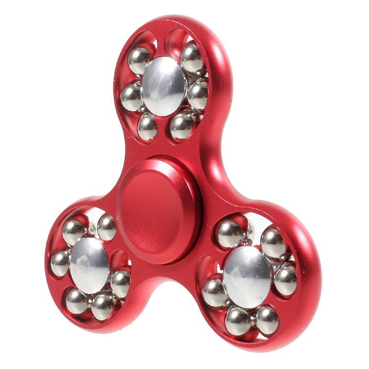 18 Balls Tri-Spinner Fidget Metal Spinner Finger Hand Toy Relieves ADHD Anxiety Autism Boredom - Red-3