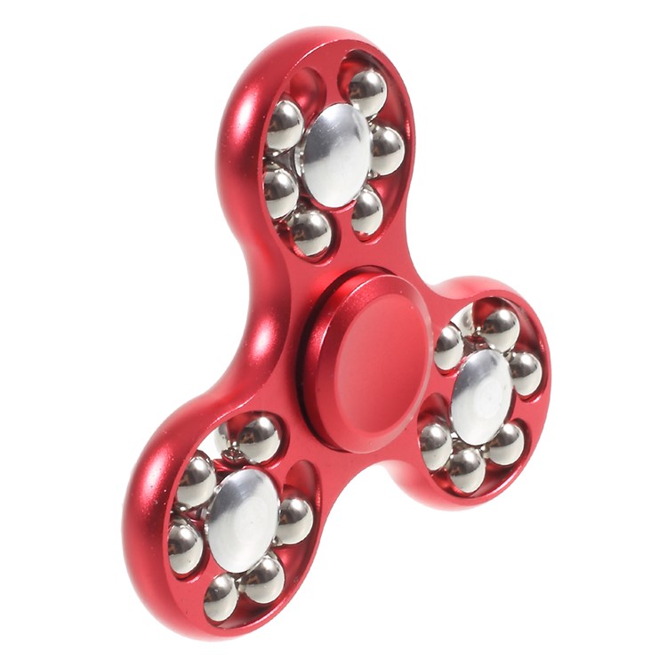 18 Balls Tri-Spinner Fidget Metal Spinner Finger Hand Toy Relieves ADHD Anxiety Autism Boredom - Red-4