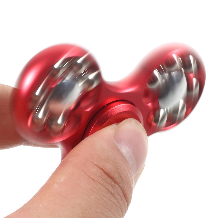 18 Balls Tri-Spinner Fidget Metal Spinner Finger Hand Toy Relieves ADHD Anxiety Autism Boredom - Red-7