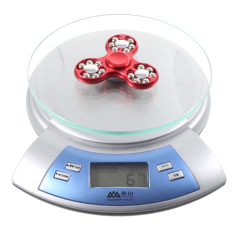 18 Balls Tri-Spinner Fidget Metal Spinner Finger Hand Toy Relieves ADHD Anxiety Autism Boredom - Red-8