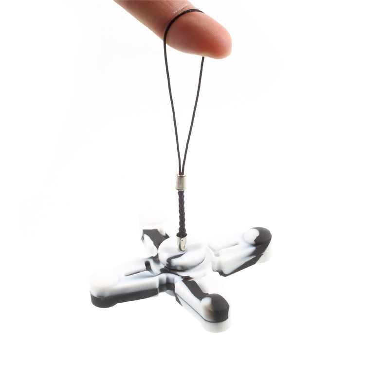 Quadrangle Fidget Spinner Silicone Hand Finger Toy with Lanyard Relieve Anxiety and Boredom - White-6