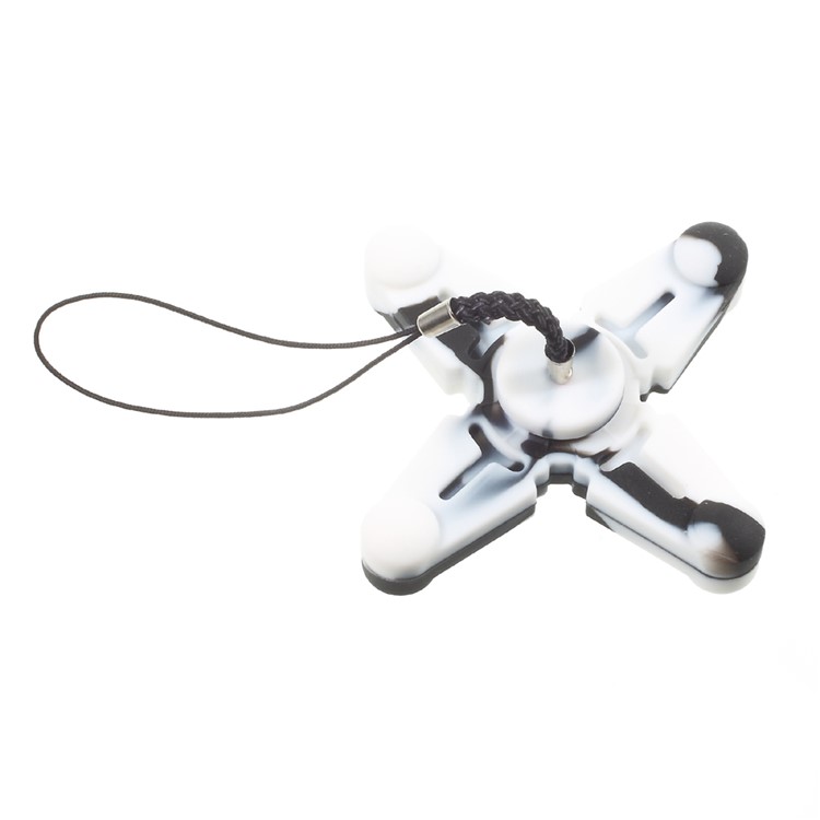Quadrangle Fidget Spinner Silicone Hand Finger Toy with Lanyard Relieve Anxiety and Boredom - White-7