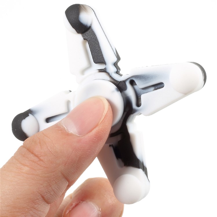 Quadrangle Fidget Spinner Silicone Hand Finger Toy with Lanyard Relieve Anxiety and Boredom - White-8