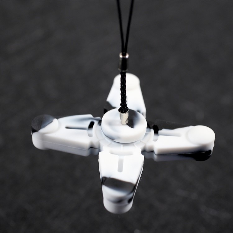 Quadrangle Fidget Spinner Silicone Hand Finger Toy with Lanyard Relieve Anxiety and Boredom - White-9