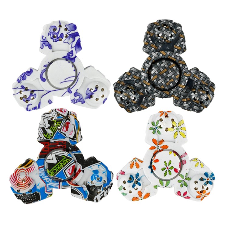 Colorized Pattern EDC Tri-Spinner Fidget Spinner Finger Toy Fast Bearing-1
