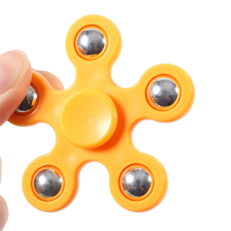 5 Metal Balls EDC Pentagon Spinner Fidget Spinner Finger Toy ADHD Focus Toy - Orange-5