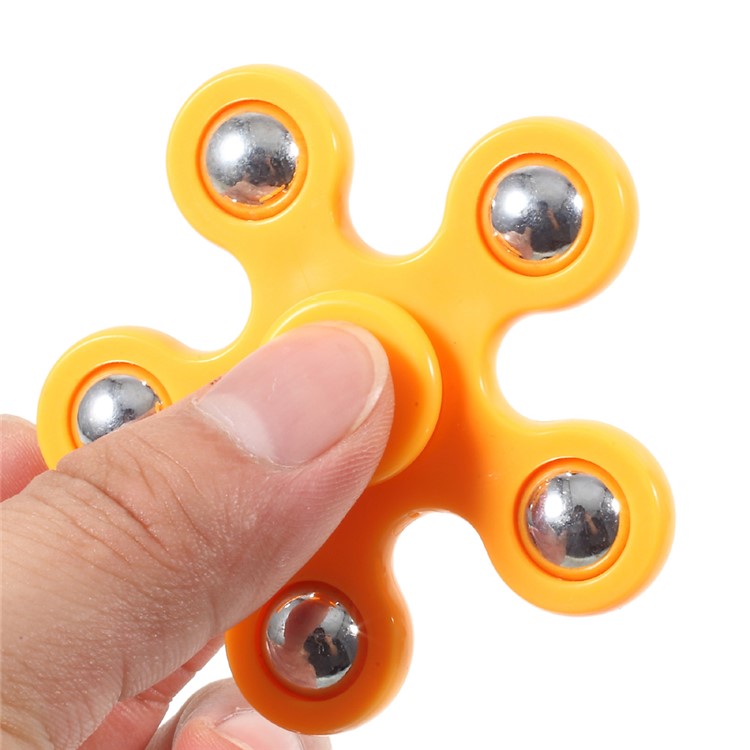 5 Metal Balls EDC Pentagon Spinner Fidget Spinner Finger Toy ADHD Focus Toy - Orange-6