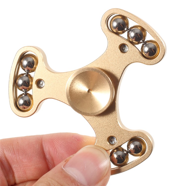Metal Balls EDC Triangle Fidget Spinner Hand Spinner Fidget Finger Toy - Gold-5