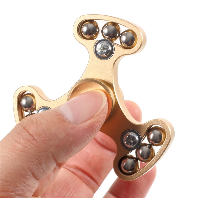 Metal Balls EDC Triangle Fidget Spinner Hand Spinner Fidget Finger Toy - Gold-6