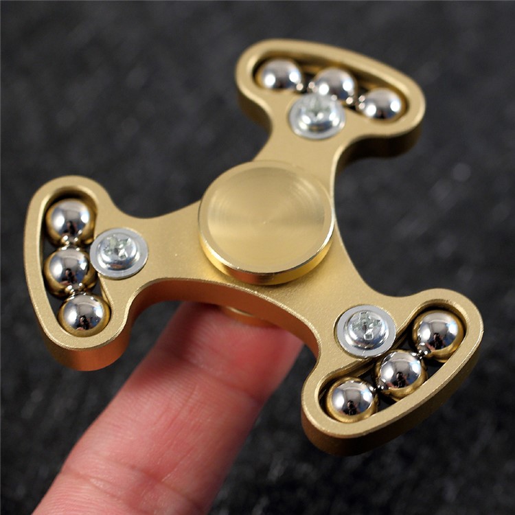 Metal Balls EDC Triangle Fidget Spinner Hand Spinner Fidget Finger Toy - Gold-8
