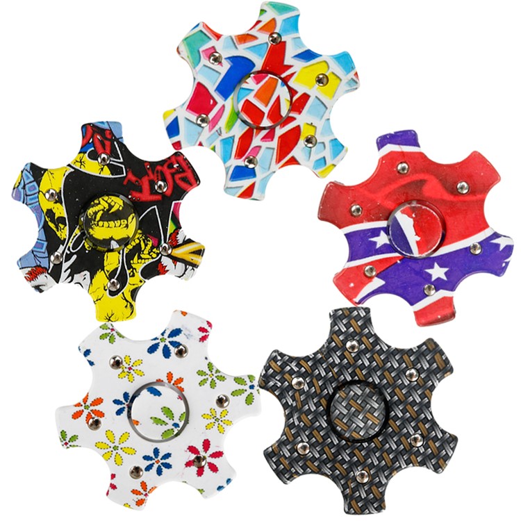 Flowers Pattern EDC Hexagon Spinner Fidget Spinner Finger Toy Fast Bearing-1