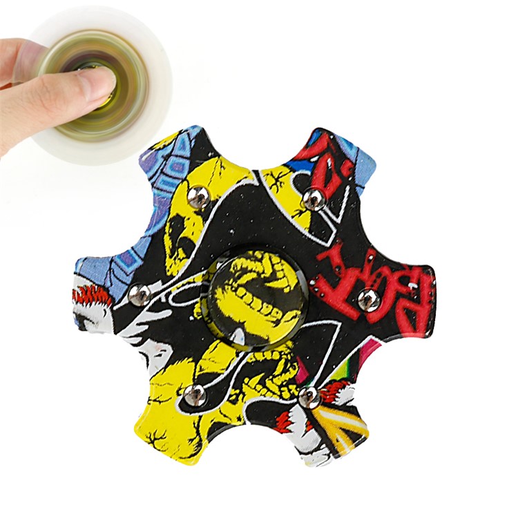 Flowers Pattern EDC Hexagon Spinner Fidget Spinner Finger Toy Fast Bearing-2