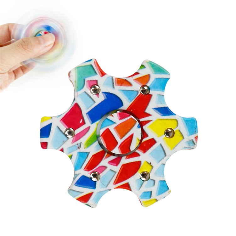 Flowers Pattern EDC Hexagon Spinner Fidget Spinner Finger Toy Fast Bearing-3