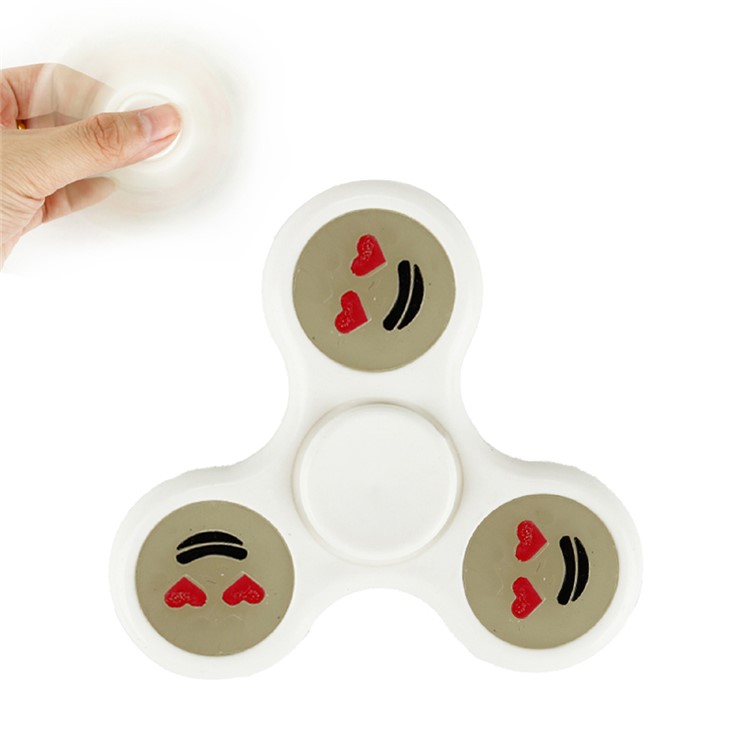 T7 Luminous Emoji Pattern Love Expression High Speed Tri-Spinner Fidget Toy Stress Reducer - White-1
