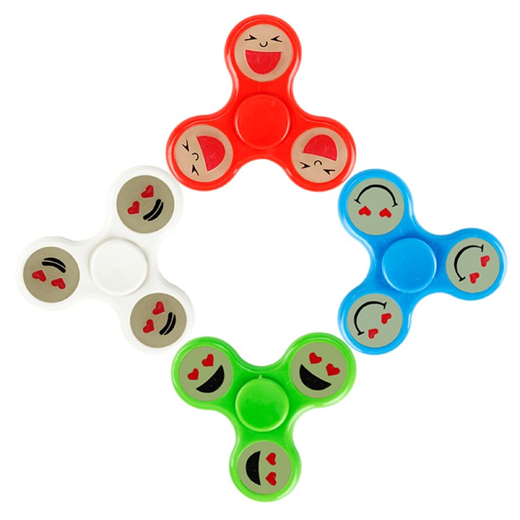 T7 Luminous Emoji Pattern Love Expression High Speed Tri-Spinner Fidget Toy Stress Reducer - White-2