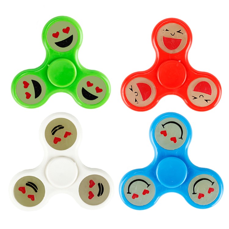 T7 Luminous Emoji Pattern Love Expression High Speed Tri-Spinner Fidget Toy Stress Reducer - White-4