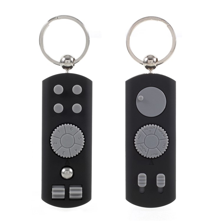 Controller Shape Fidget Spinner Cube Stress Anxiety Relief Hand Toy with Key Ring - Black / Grey-1
