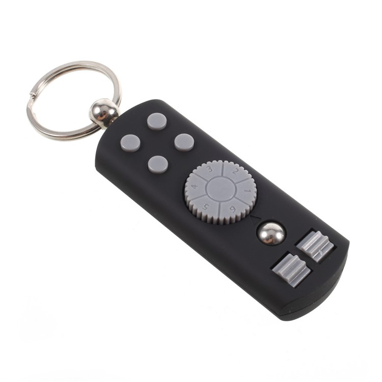 Controller Shape Fidget Spinner Cube Stress Anxiety Relief Hand Toy with Key Ring - Black / Grey-3