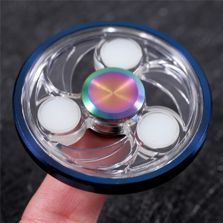 CE/RoHS Clear PC Luminous Round Finger Fidget Spinner ADHD Focus Anxiety Relief Toy - Blue Smooth Edge-10