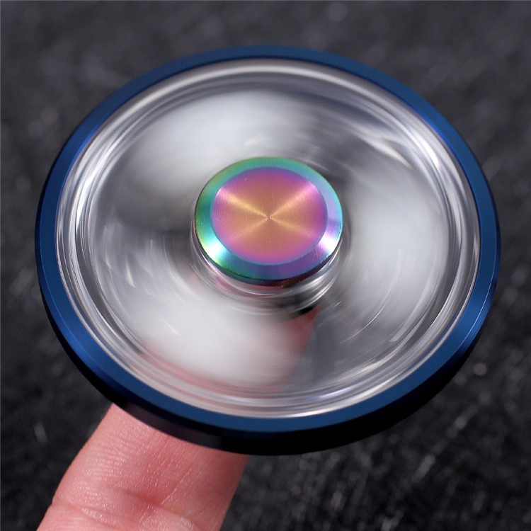 CE/RoHS Clear PC Luminous Round Finger Fidget Spinner ADHD Focus Anxiety Relief Toy - Blue Smooth Edge-11