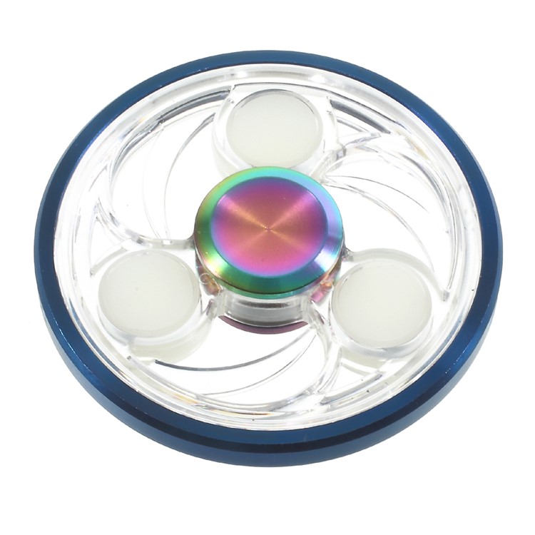 CE/RoHS Clear PC Luminous Round Finger Fidget Spinner ADHD Focus Anxiety Relief Toy - Blue Smooth Edge-2