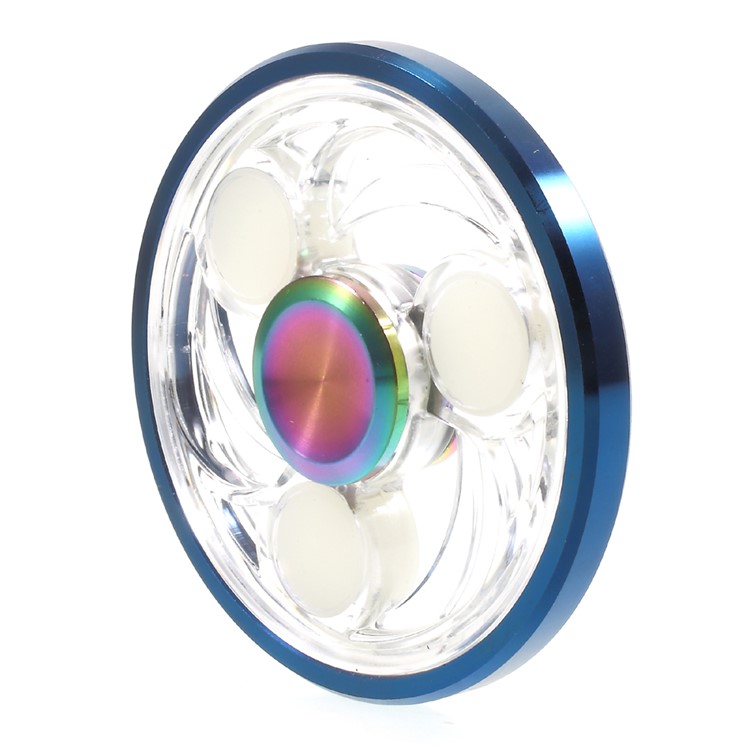 CE/RoHS Clear PC Luminous Round Finger Fidget Spinner ADHD Focus Anxiety Relief Toy - Blue Smooth Edge-3
